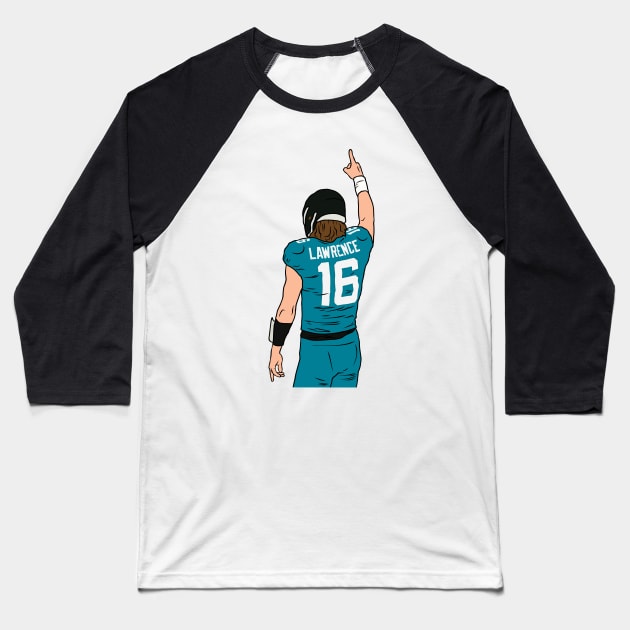 Trevor Lawrence Pointing Up Baseball T-Shirt by rattraptees